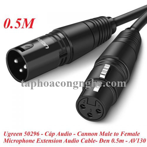 Ugreen 50296 0.5M Màu Đen Cáp nối dài Microphone Canon âm thanh AV130 30050296